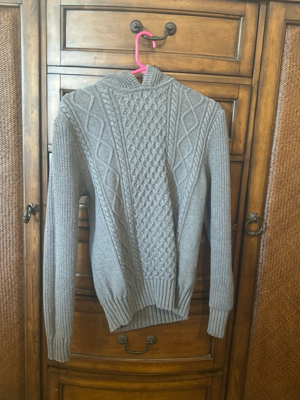L.L. Bean Gray Cable-Knit Turtleneck Sweater